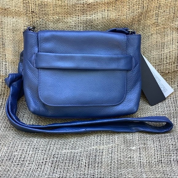 Halston Heritage Handbags - Halston Heritage Small Leather Crossbody Blue Flap Bag
